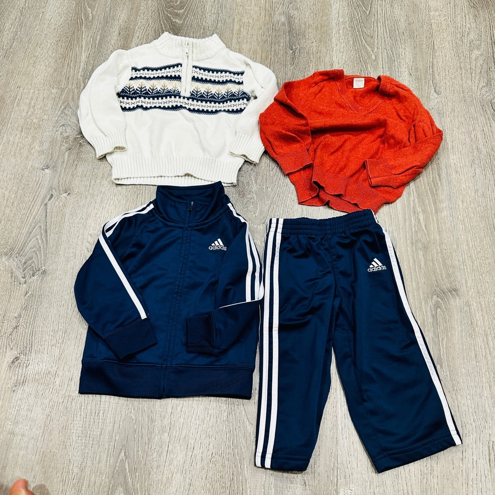 Adidas Tracksuit Gymboree Fair Isle & OshKosh Sweater Bundle Toddler 18M 2T